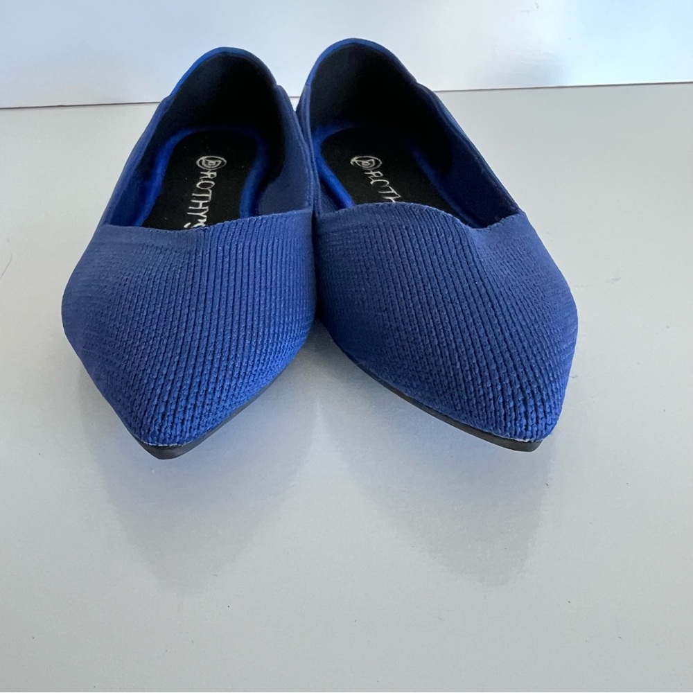 Rothy's The Point Women's Blue Knit Flats Red and White Heel Stripe - Picture 7 of 7